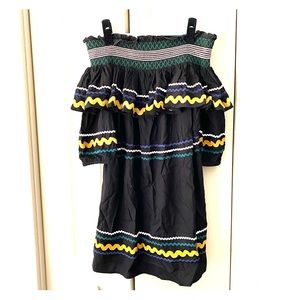 Red Carter Ruffled Black Mini Dress